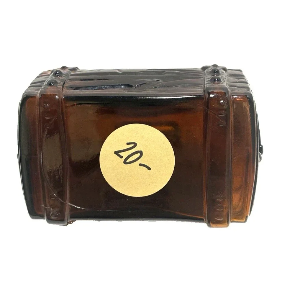Anchor Hocking Pirate Treasure Chest Coin Bank Dark Amber Glass  - 1960s Unique!